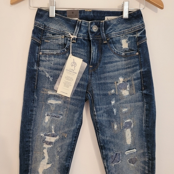 NWT G-Star Restored Denim Lynn mid skinny jeans size W24/L30 - Picture 2 of 16